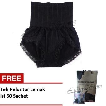 Munafie Slim Pant Celana Korset - Celana Pelangsing Tubuh - Black - Free Teh Peluntur Lemak 60 Pcs