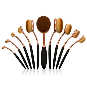 Ai Home 10Pcs Toothbrush Shape Oval Foundation Brush Set Cosmetic Brushes Set Face Care Tools (Rose Gold) - intl