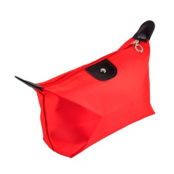 Colorful makeup bag fashion Waterproof Nylon cosmetic bag travel bag cosmetic organizer Dumpling shape make up storage for women- Red