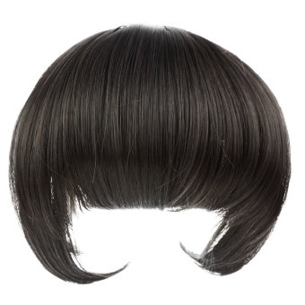 JIANGYUYAN Girls Fashion False Bang Neat Fringe Hairpiece Clip in Hair Extensions,Black