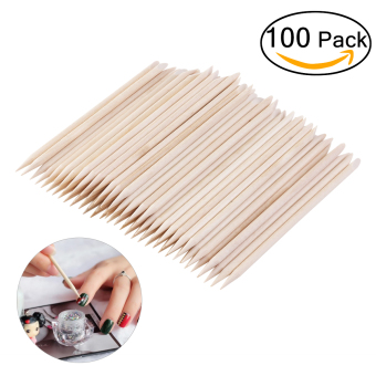TINKSKY 100pcs Multi-functional Nail Art Polish Orange Wood Sticks Cuticle Pusher Removers - intl