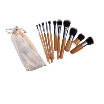 12 Piece makeup make up Brush Set Bamboo Handle Premium Synthetic Kabuki Foundation Blending Blush Concealer Eye Face Liquid Powder Cream Cosmetics Brushes Kit With Bag - intl