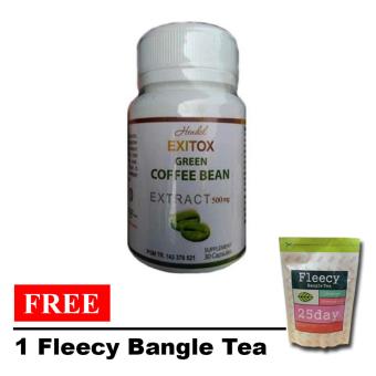 Green Coffee Bean Hendel Exitox Extract 500mg Pelangsing Alami - 30 Kapsul (Free Fleecy Tea)