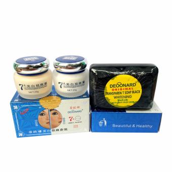 Deoonard Cream Blue Set Original Paket Krim Siang, Malam & Sabun Hitam