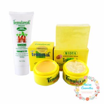 Temulawak Original Hologram Super - Paket Cream Temulawak [ Cream Siang, Malam, Sabun Plus Ginseng Facial Whitening Freckle Cleanser ]