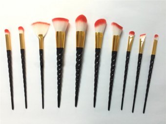 Ai Home 10pcs Unicorn Thread Makeup Cosmetic Brushes Set (Black) - intl