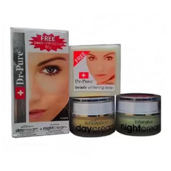 Dr Pure Paket Face Whitening Cream BPOM dan Sabun Perawatan Wajah Original Krim Pemutih Pencerah Alami Siang Malam - 3 Item