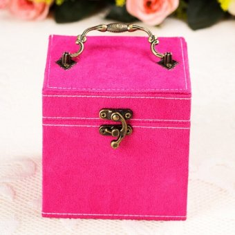Freebang Cube Ring Necklace Bracelet Jewellery Display Storage Vintage Box Case Organiser Rose Red- intl