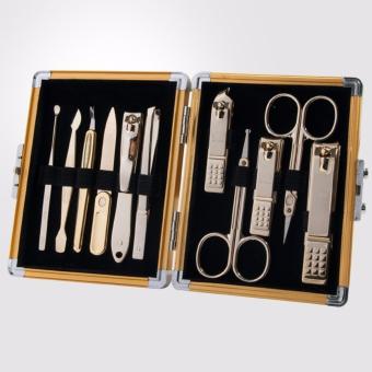 Three Seven 777 [TS-16000SVG] 11PCS Stainless Manicure Pedicure Cutter Nail Clipper Kit Set Tool (Gold) Since 1975 - intl
