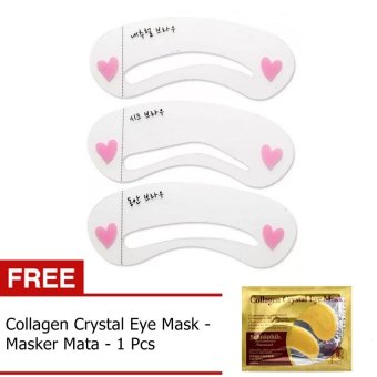 Lucky - Cetakan Alis Mini Brow Class Eyebrow Stencil + Gratis Collagen Crystal Eye Mask - 1 Pcs