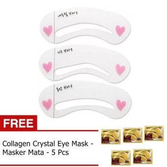 Lucky Cetakan Alis Mini Brow Class Eyebrow Stencil + Gratis Collagen Crystal Eye Mask - 5 Pcs