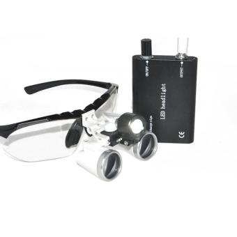 3.5X 320mm Dentist Dental Surgical Medical Binocular Loupes Optical Glass Loupe + Portable LED Head Light Lamp （Black） - intl