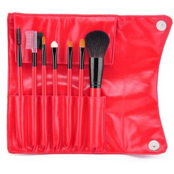MSQ 7 pcs High Quality Makeup Brush Sets with Red Leather Bag red - intl
