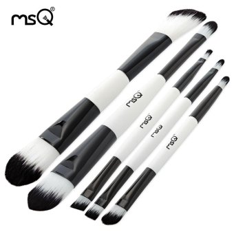 S&L MSQ 5pcs Portable Black White Cosmetic Brushes Set with Storage Bag - intl