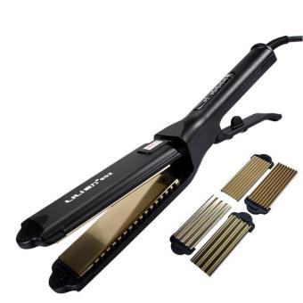 3 IN 1 Fast Heating Hair Straighterner Iron Replaceable Plate Professional Corn Folder Hair Curling & Straightening Style Tools - intl