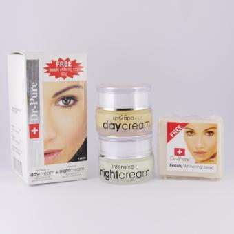 Dr Pure Paket Whitening Cream 20gr (Day & Night) Free Sabun 50gr Dr.Pure Original - 3 Item