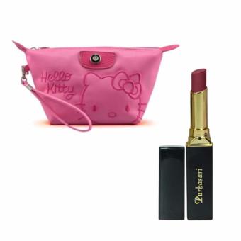 Purbasari Lipstick Color Matte 82 Free Alisha Tas Kosmetik Mini 205-Pink