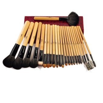 MSQ 24 pcs professional Natural bamboo handle marten hair MakeupBrush Set - intl