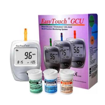 Easy Touch GCU 3 in 1 - Alat Praktis Mengukur Kadar Gula (Glucose), Asam Urat (Uric Acid), dan Kolesterol (Cholesterol) - Silver