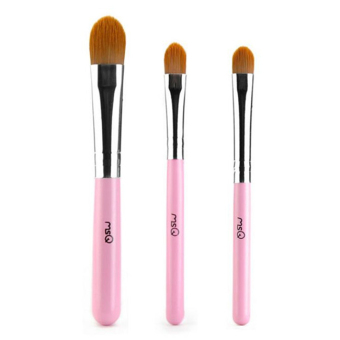 MSQ 3pcs Pro Makeup Brush Set Short Pink Eye shadow Lip Brushes Kit (Pink)