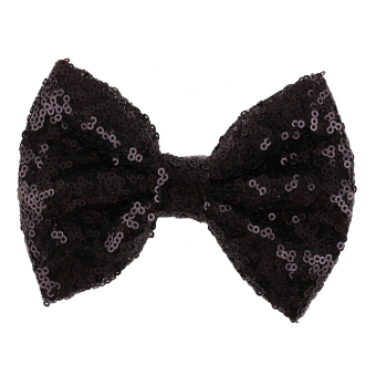 Velishy Sequins Bow Hair Clips for Costume Party Black
