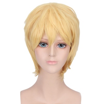Men Boy Cool Fashion Short Cosplay Hair Wig for Cosplay Costume Masquerade Party Halloween Gold - intl