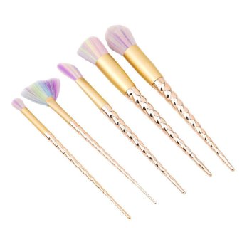 Ai Home 5pcs Unicorn Thread Makeup Cosmetic Brushes Set (Gold) - intl