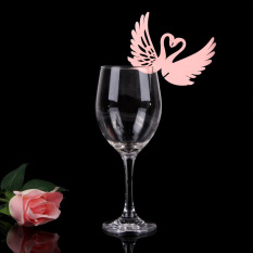 50PCS Fashion Heart-shaped Wine Glass Place Card Wedding Party Decor Pink (Intl)