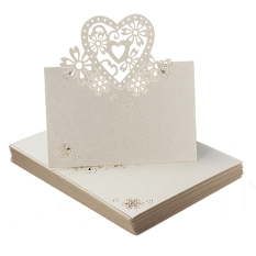 50pcs Heart Cut Table Lace Place Cards Name Number Wedding Party Decoration (Intl)