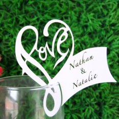 50pcs Wedding Invitation Card Favor Glasses Hollow Heart-Shaped Rainbow Table Name Card Decor (Intl)