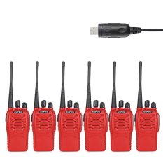 6 Pack BaoFeng BF-888S Dual Band Ham Two-way Radio, Upgraded SunnyFun Qualette Version Handheld Walkie Talkie, 5W UHF 400-470MHz 16CH Transceiver, with Programming Cable (Support Win 10), Red (Intl)