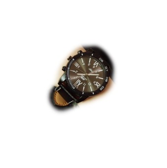 GETEK Lover Stainless Steel Leather Band Quartz Wrist Watch (Black)  