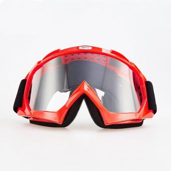 Tactical Windproof Cycling Googles Uv403 Motorcycle Ski Snowboard Goggles Eyewear Sports Protective Safety Glasses with Extra Long Adjustable Strap (Red) - intl