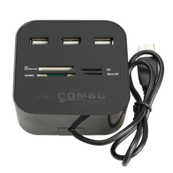 VAKIND 3 Ports USB 2.0 HUB All In One Multi-card Reader Card Writer Reader Combo (Black)