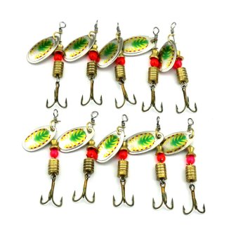 10pcs hengjia hard metal spinner spoon fishing lures 5.7cm 3.8g 4#japan fishing hooks wobble pike bass fishing baits fishing tackles
