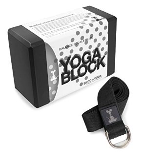 YOGA BLOCK & YOGA STRAP COMBO PACK: High quality 100% cotton yoga strap (1.5\" x 8) and featherweight, comfy, eco-friendly EVA foam yoga block (9\" x 6\" x 4\"). Both included for one low price. - intl