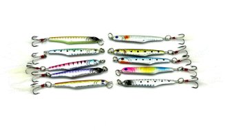 10pcs hengjia lead fishing lures 15.7g 5.7cm 8# feather fishing hooks lead hard baits bass fishing baits fishing tackles