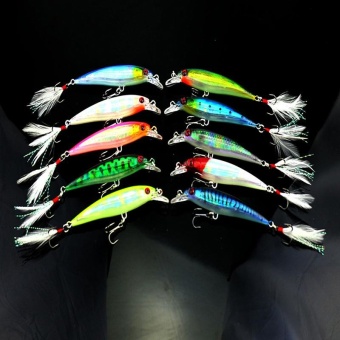 Hengjia 10 pcs Fishing lure of fish minnow rigid bait with the hooks of the fishing gear, 7.2 g 9 cm lawsuit by artificial bait crankbait - intl