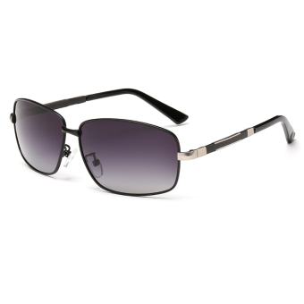 Fashion Metal Frame Polaroid Sunglasses Men Polarized Sports Outdoor Driving Sun Glasses Male H4255-01 (Gradual Grey)
