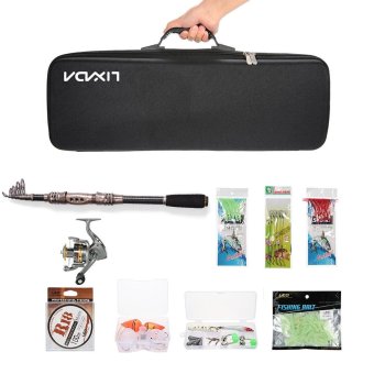 Lixada Telescopic 2.1M Fishing Rod and Reel Combo Full Kit Spinning Fishing Reel Gear Organizer Pole Set with 100M Fishing Line Lures Hooks and Fishing Carrier Bag Case Fishing Accessories - intl