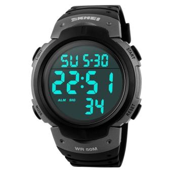 Waterproof Men's Boy LCD Digital Stopwatch Date Rubber Sport Wrist Watch - intl