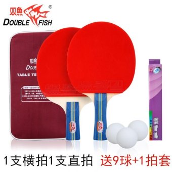 DOUBLE FISH Genuine Table Tennis Racket Double Beat 2 Pack Three Beat PPQ Table Tennis Beginners Table Tennis Racket Set - intl