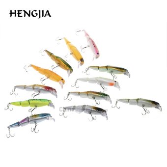 HENGJIA 12pcs Artificial Three Sections Fish Bait with Hooks - intl
