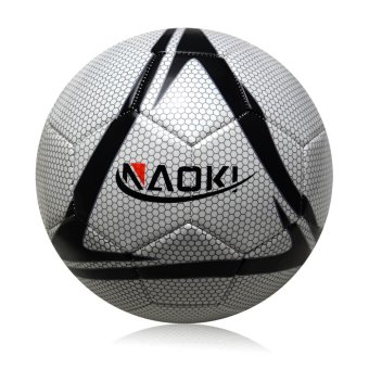 Naoki Size 5 Sewing Machinery Laser leather Football Soccer (White)
