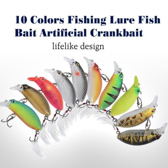 HENGJIA 10pcs 10 Colors Fishing Tackle Hook Crankbait Lure Bait - intl
