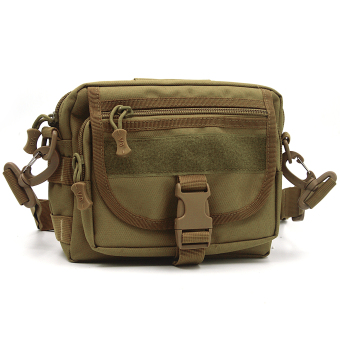 Unisex Men Women Multifunctional Molle Tote Handbag Cross Body Messenger Shoulder Bag Tactical Army Gear Leisure Flap Handy Pouch Brown