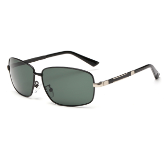 Fashion Metal Frame Polaroid Sunglasses Men Polarized Sports Outdoor Driving Sun Glasses Male H4255-03 (Dark Green)