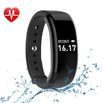 JUSHENG Fitness Activity Tracker Watch, Bluetooth 4.0 Wireless Waterproof Smart Band with Sleep Heart Rate Monitor Pedometer Sport Bracelet for Android and ios, Black - intl