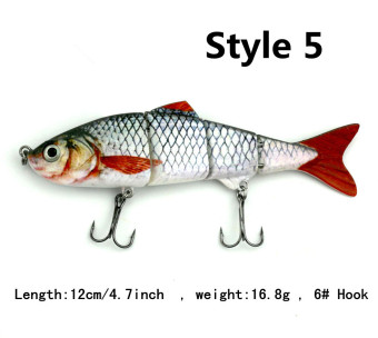 1pcs Color:5# 12cm/4.7inch 16.8g/piece Hook:6# 4 Jointed Swimbait Fishing Lure Crankbait Bait Hook Fishing Tackle Fishing lurs Fishing Baits fish lure YJ089-5#