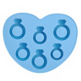 Love Diamond Ring Shape TPR Ice Tray Ice Cube Maker Box Blue